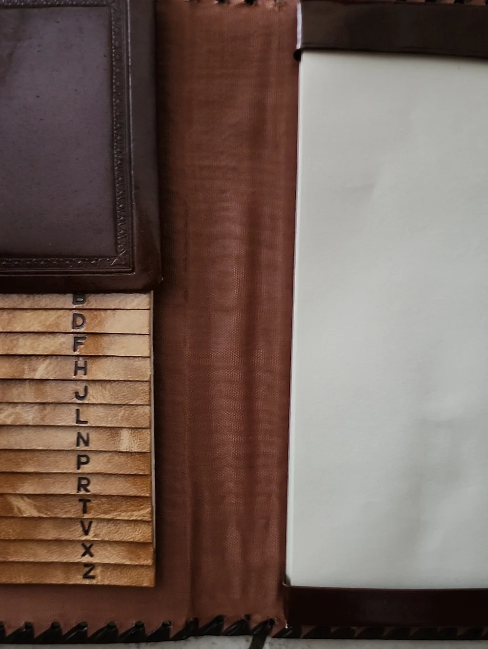 Vtg Italy Handtooled Brown Leather Notebook & Address Book